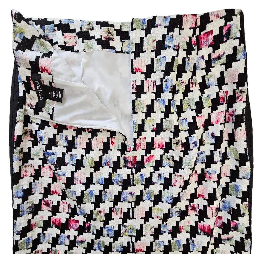 White House Black Market Houndstooth Black/White  Multicolor Pencil Skirt
